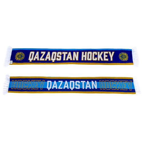 Шарф Qazaqstan Hockey сине-голубо-желтый